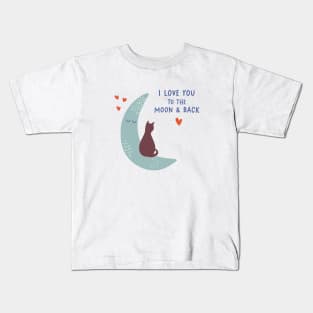 Cute romantic illustration with cat, hearts and declaration of love Kids T-Shirt